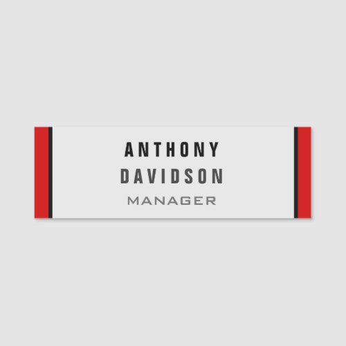 Red Black Gray Border Pattern Business Card Name Tag