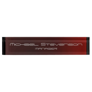 Red Black Gray Elegant Modern Desk Nameplate