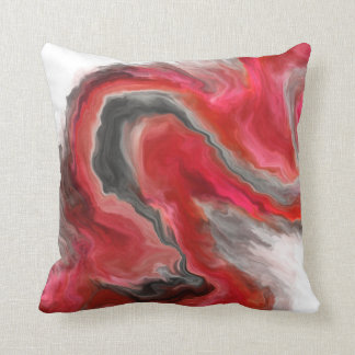 Red Black Gray Jewel Tone Fluid Art Swirl Throw Pillow