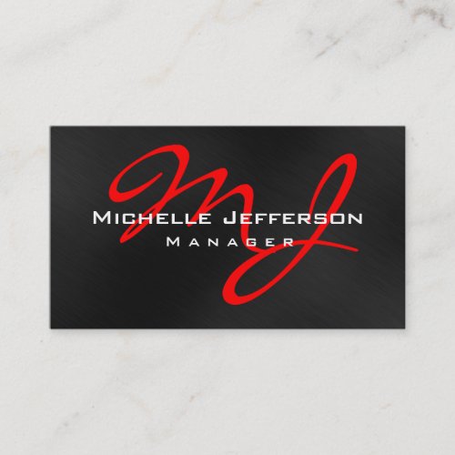 Red Black Gray Manager Monogram Business Card