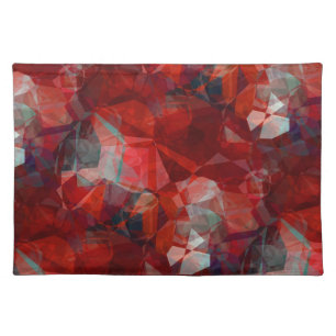 Red Black & Gray Modern Abstract Pattern Cloth Placemat