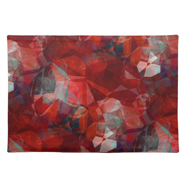 Red Black & Gray Modern Abstract Pattern Cloth Placemat (Front)