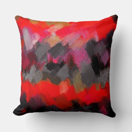 Red Black Gray Purple Abstract Painting 2 Throw Pillow