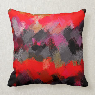 Red Black Gray Purple Abstract Painting #2 Throw Pillow
