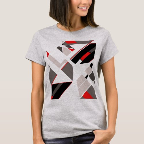 Red Black Gray Shades Circular Shapes Design T_Shirt