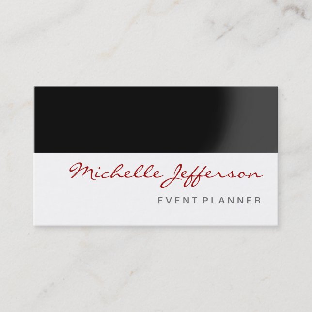 Red Black Gray White Event Planner Business Card (Front)