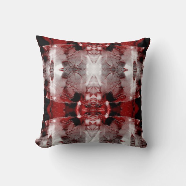 Red Black Gray White Native American Southwest Loo Throw Pillow (Front)