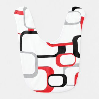 Red Black Gray White Retro Squares Pattern Bib