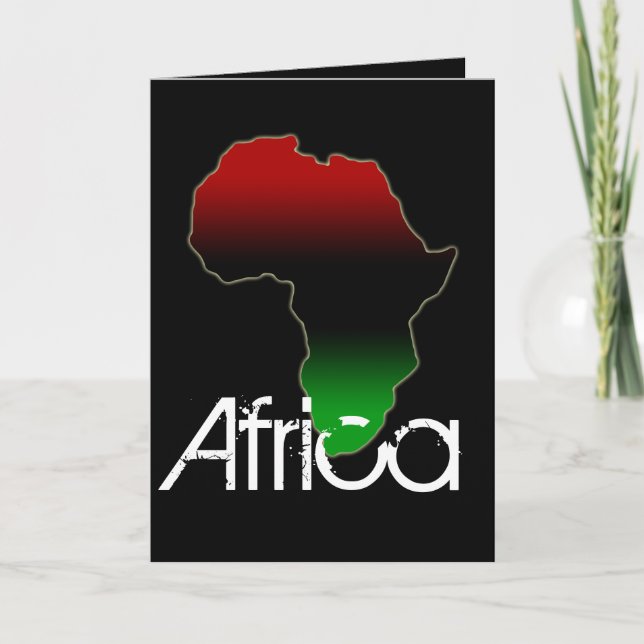 Red Black & Green Africa Continent Greeting Card (Front)