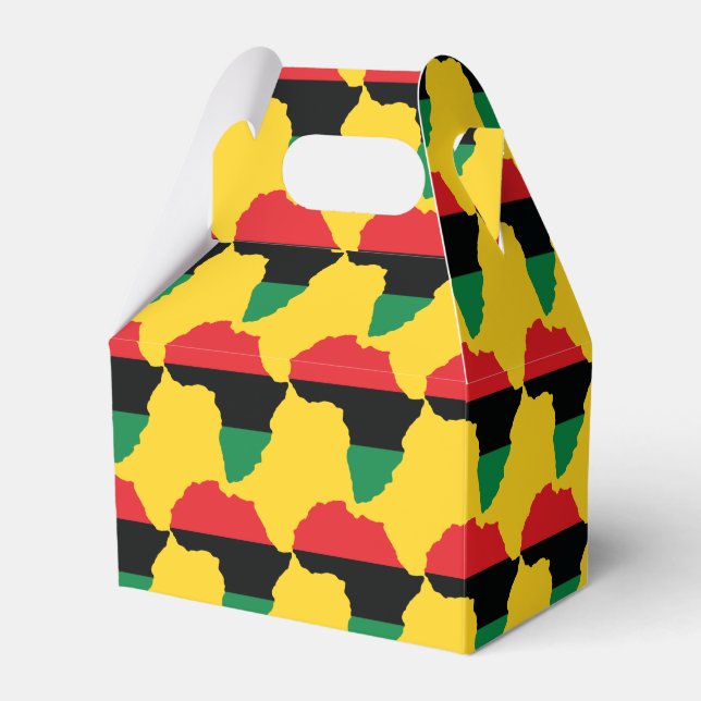 Red, Black & Green Africa Flag Favor Boxes (Front Side)