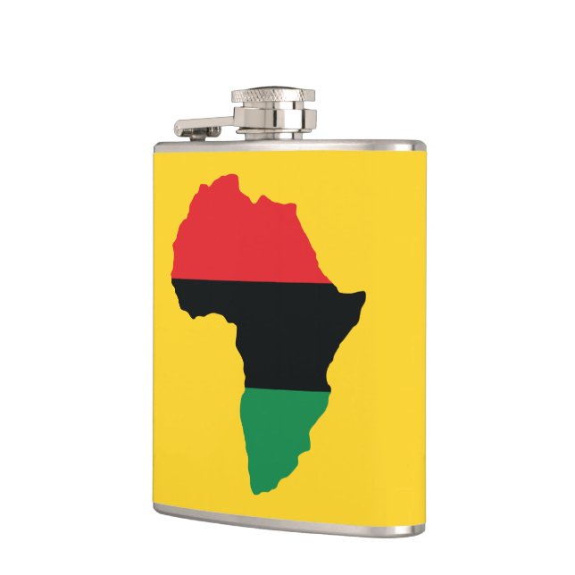 Red, Black & Green Africa Flag Hip Flask (Left)
