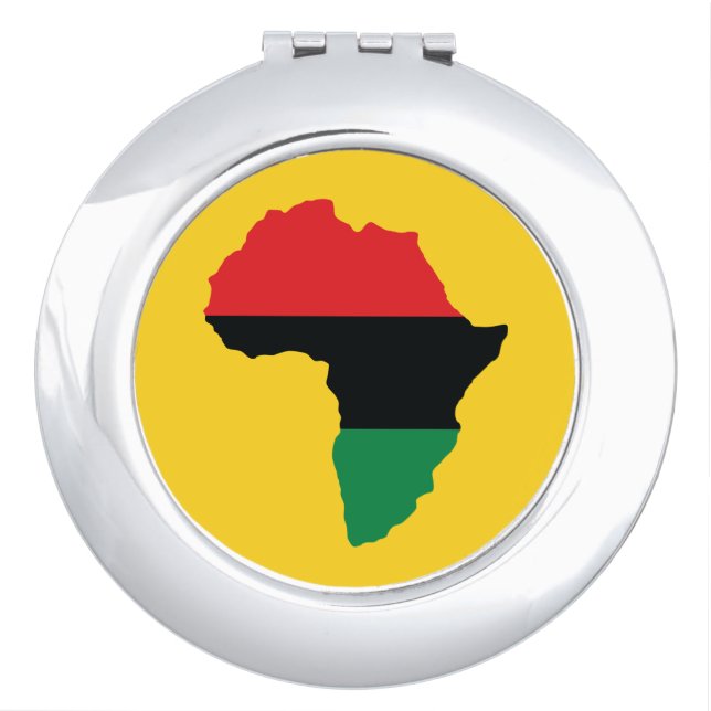 Red, Black & Green Africa Flag Mirror For Makeup (Front)