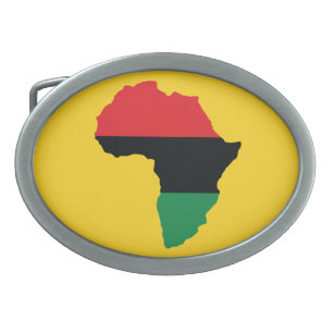 Red, Black & Green Africa Flag Oval Belt Buckle