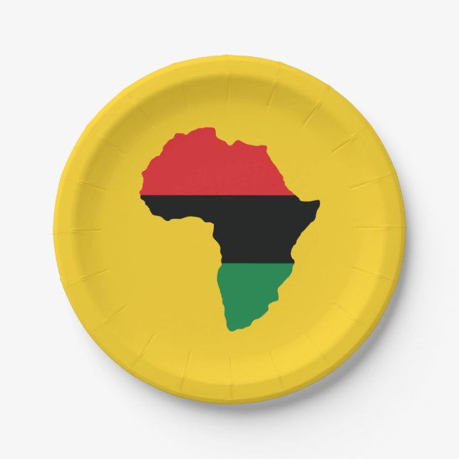 Red, Black & Green Africa Flag Paper Plates (Front)