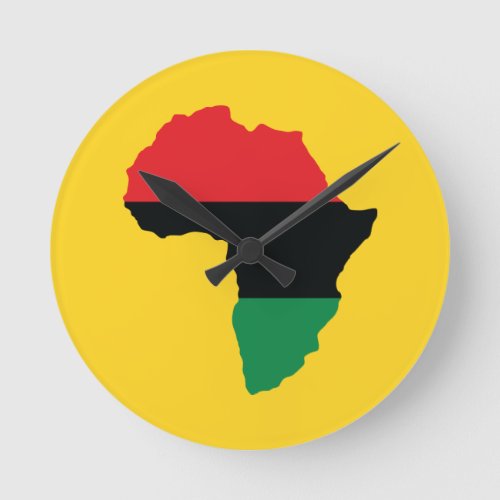 Red Black  Green Africa Flag Round Clock