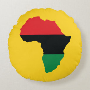 Red, Black & Green Africa Flag Round Pillow