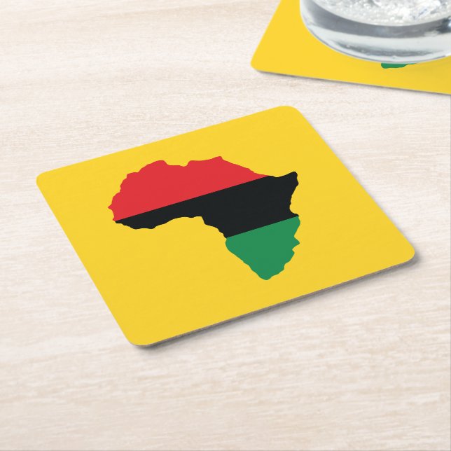 Red, Black & Green Africa Flag Square Paper Coaster (Angled)