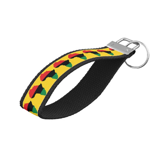Red, Black & Green Africa Flag Wrist Keychain (Angled Up)