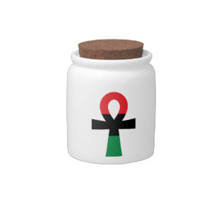 Red, Black & Green Ankh Candy Jar