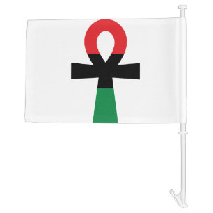 Red, Black & Green Ankh Car Flag