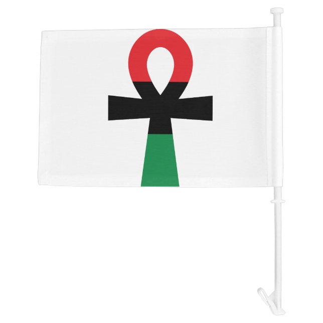 Red, Black & Green Ankh Car Flag (Back)