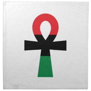 Red, Black & Green Ankh Cloth Napkin