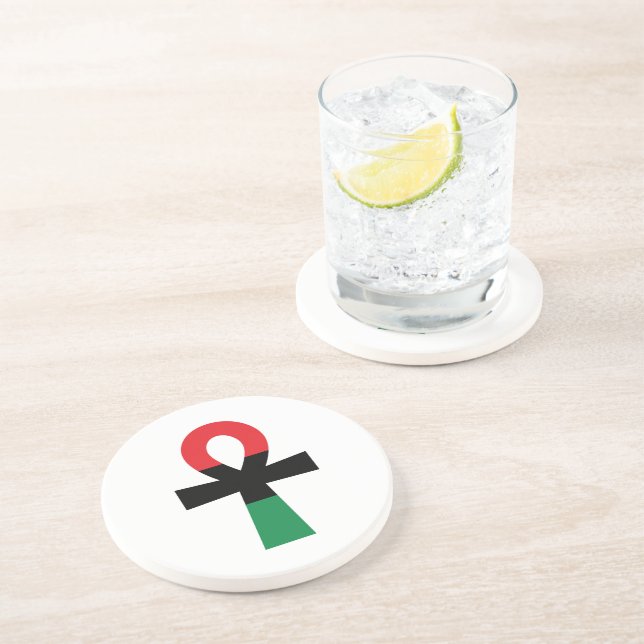 Red, Black & Green Ankh Coaster (Side)