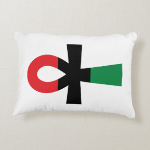 Red, Black & Green Ankh Decorative Pillow