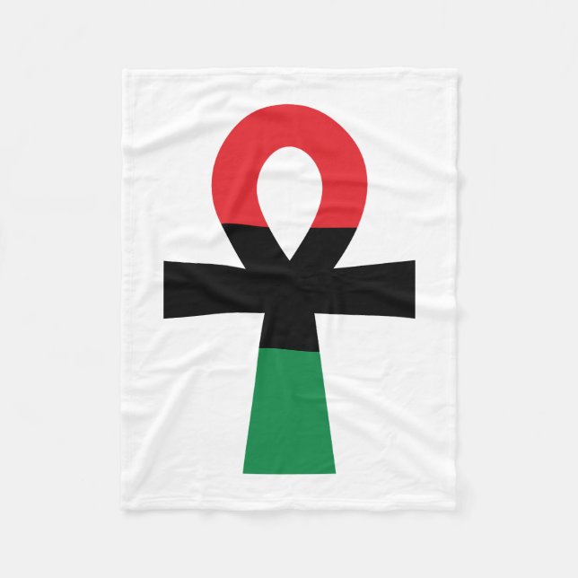 Red, Black & Green Ankh Fleece Blanket (Front)