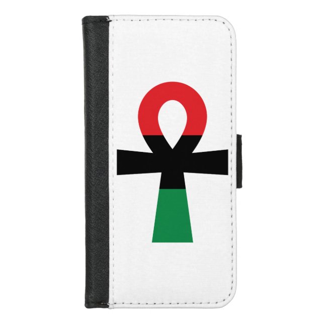 Red, Black & Green Ankh iPhone Wallet Case (Front)
