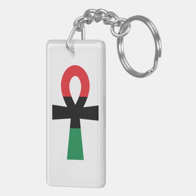 Red, Black & Green Ankh Keychain (Back Right)