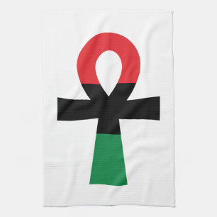Red, Black & Green Ankh Kitchen Towel