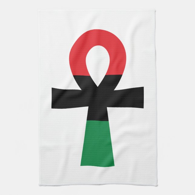 Red, Black & Green Ankh Kitchen Towel (Vertical)