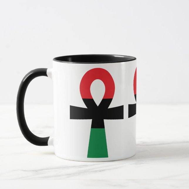 Red, Black & Green Ankh Mug (Left)