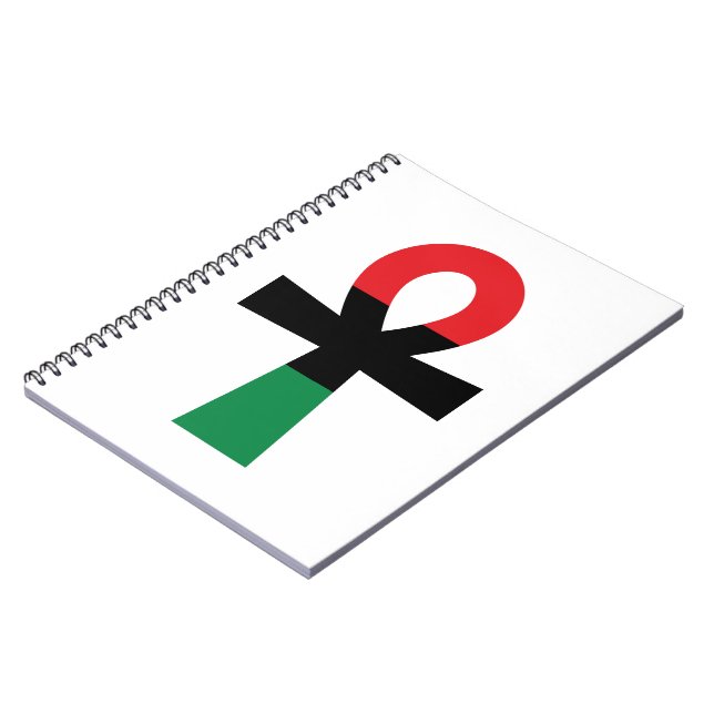 Red, Black & Green Ankh Notebook (Left Side)