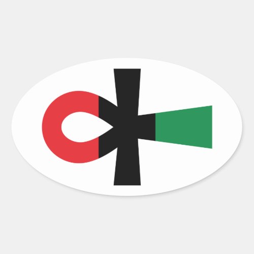 Red Black  Green Ankh Oval Sticker