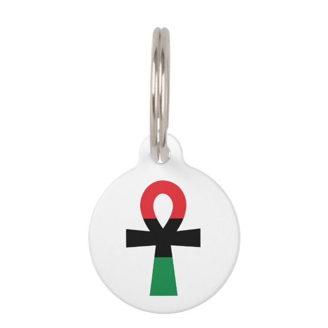 Red, Black & Green Ankh Pet Name Tag (Back)