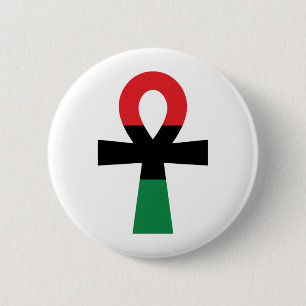 Red, Black & Green Ankh Pinback Button
