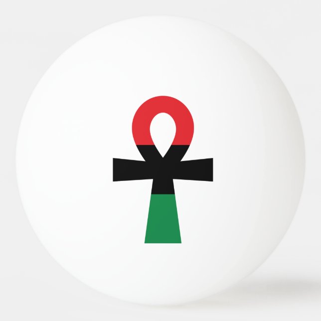 Red, Black & Green Ankh Ping Pong Ball (Front)