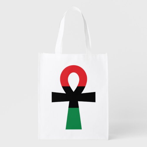 Red Black  Green Ankh Reusable Grocery Bag