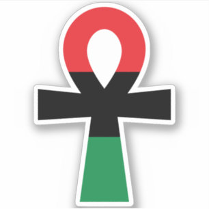 Red, Black & Green Ankh Sticker