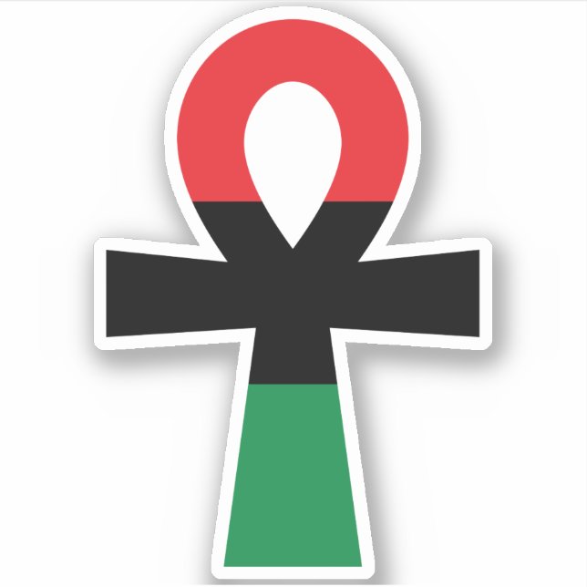 Red, Black & Green Ankh Sticker (Front)