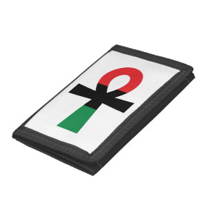 Red, Black & Green Ankh Tri-fold Wallet