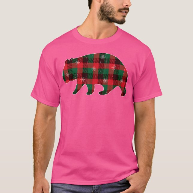 Red Black Green Buffalo Plaid Wombats Christmas T-Shirt (Front)