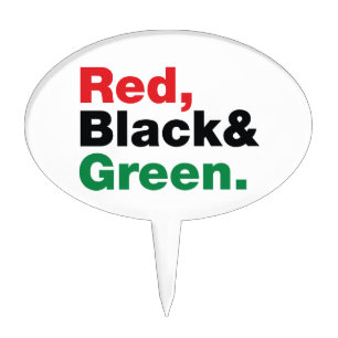 Red, Black & Green. Cake Topper