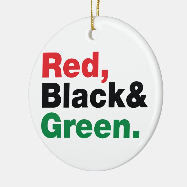 Red, Black & Green. Ceramic Ornament (Left)