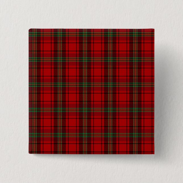 Red Black Green Cozy Plaids  Button (Front)