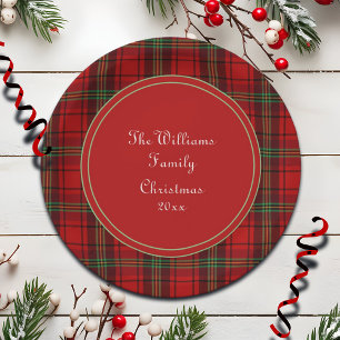 Red Black Green - Cozy Plaids - Name Paper Plates