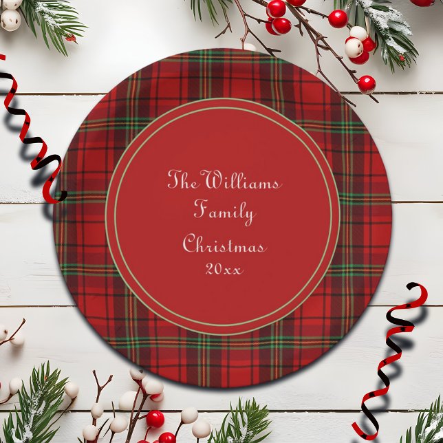 Red Black Green - Cozy Plaids - Name Paper Plates (Creator Uploaded)
