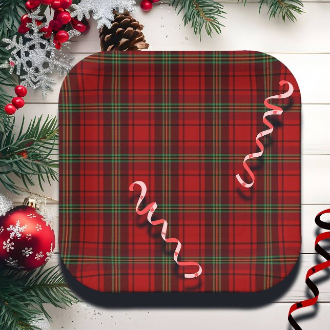 Red Black Green - Cozy Plaids  Paper Plates (Creator Uploaded)